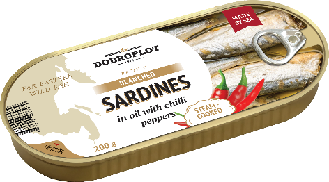 Blanched pacific sardines in oil with chiliя