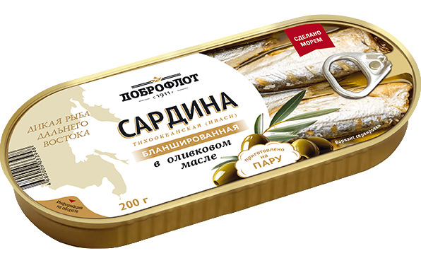 Сардина тихоокеанская (иваси) бланшированная в оливковом масле